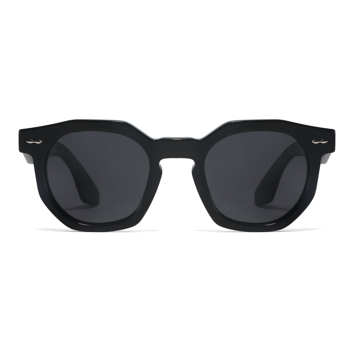 Amelia Black Octagonal Acetate Sunglasses Side View