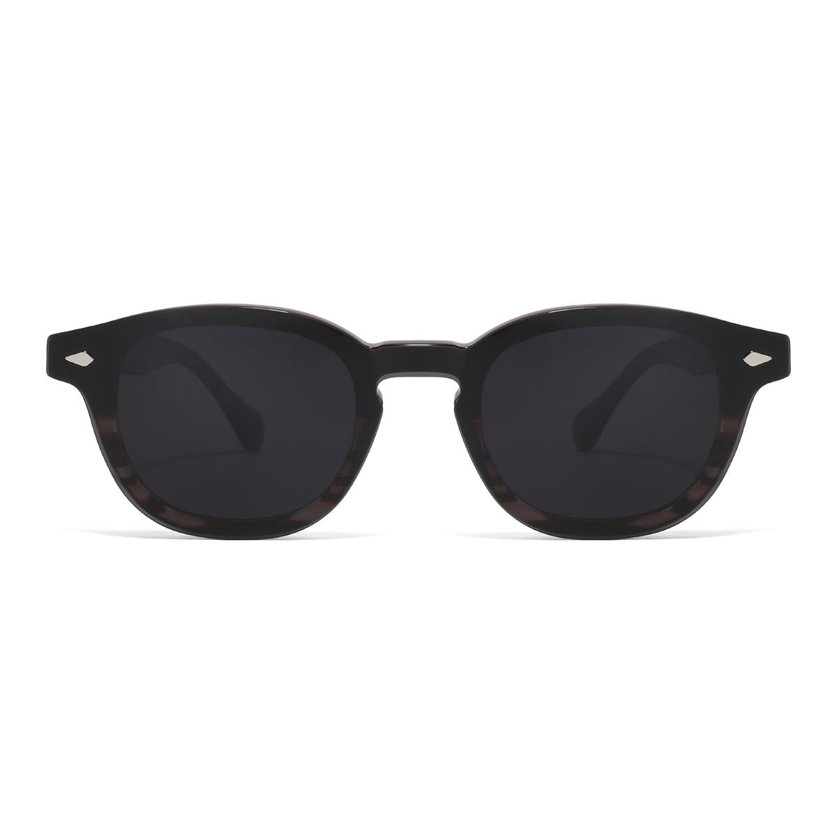 משקפי שמש Mona מסגרת עגולה בצבע חום הוואנה עם שחור