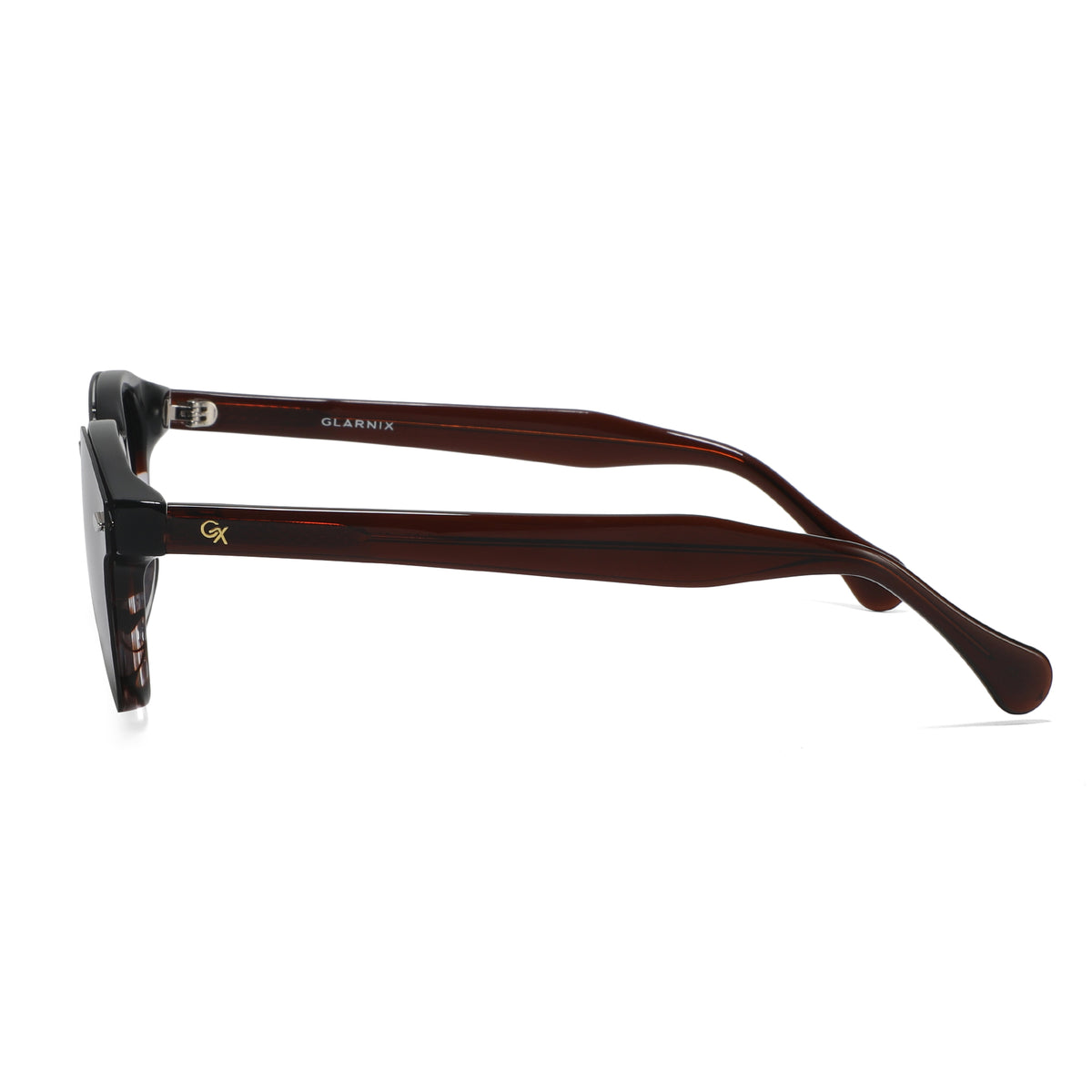 משקפי שמש Mona מסגרת עגולה בצבע חום הוואנה עם שחור