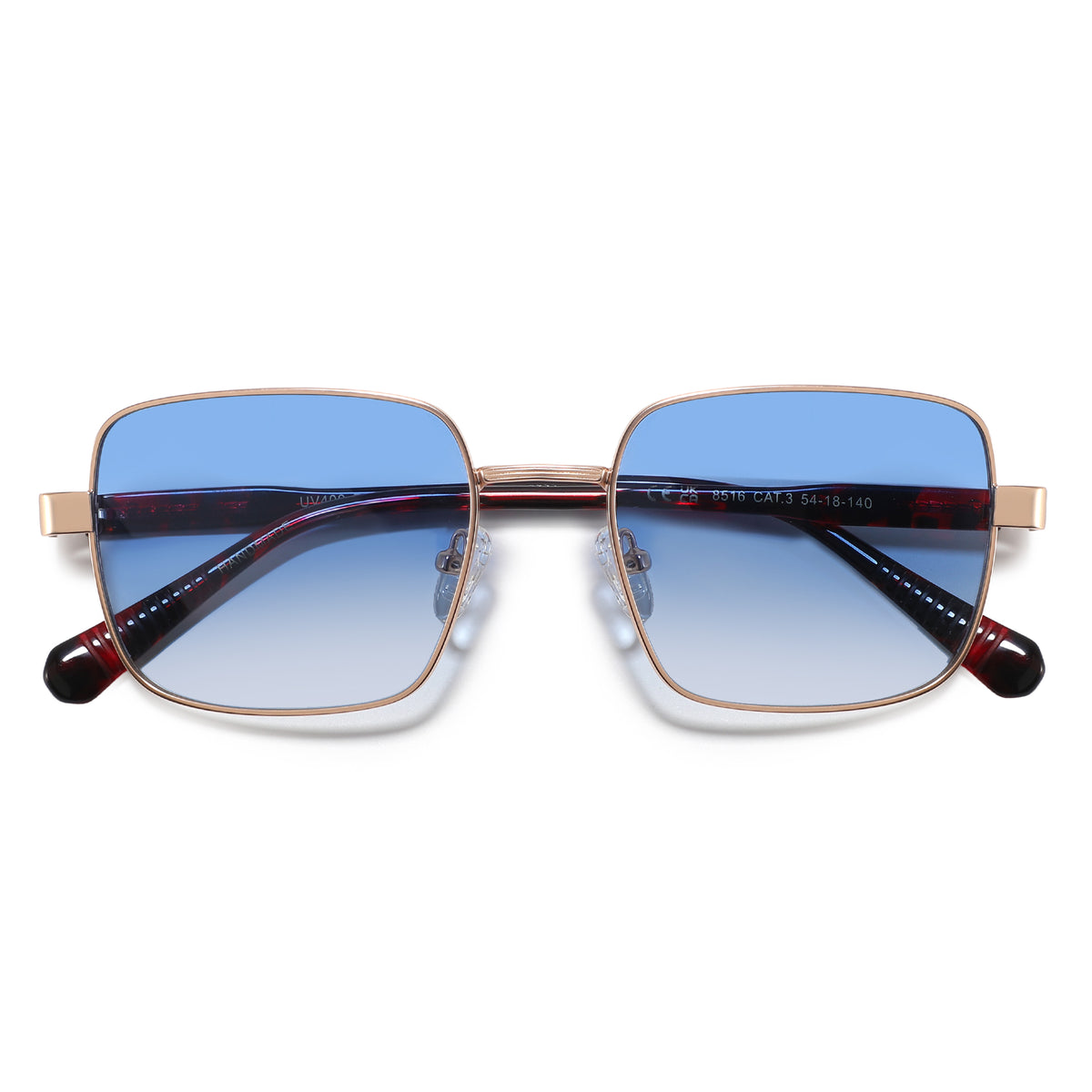 משקפי שמש Zeph מסגרת מרובעת בצבע זהב וחום הוואנה