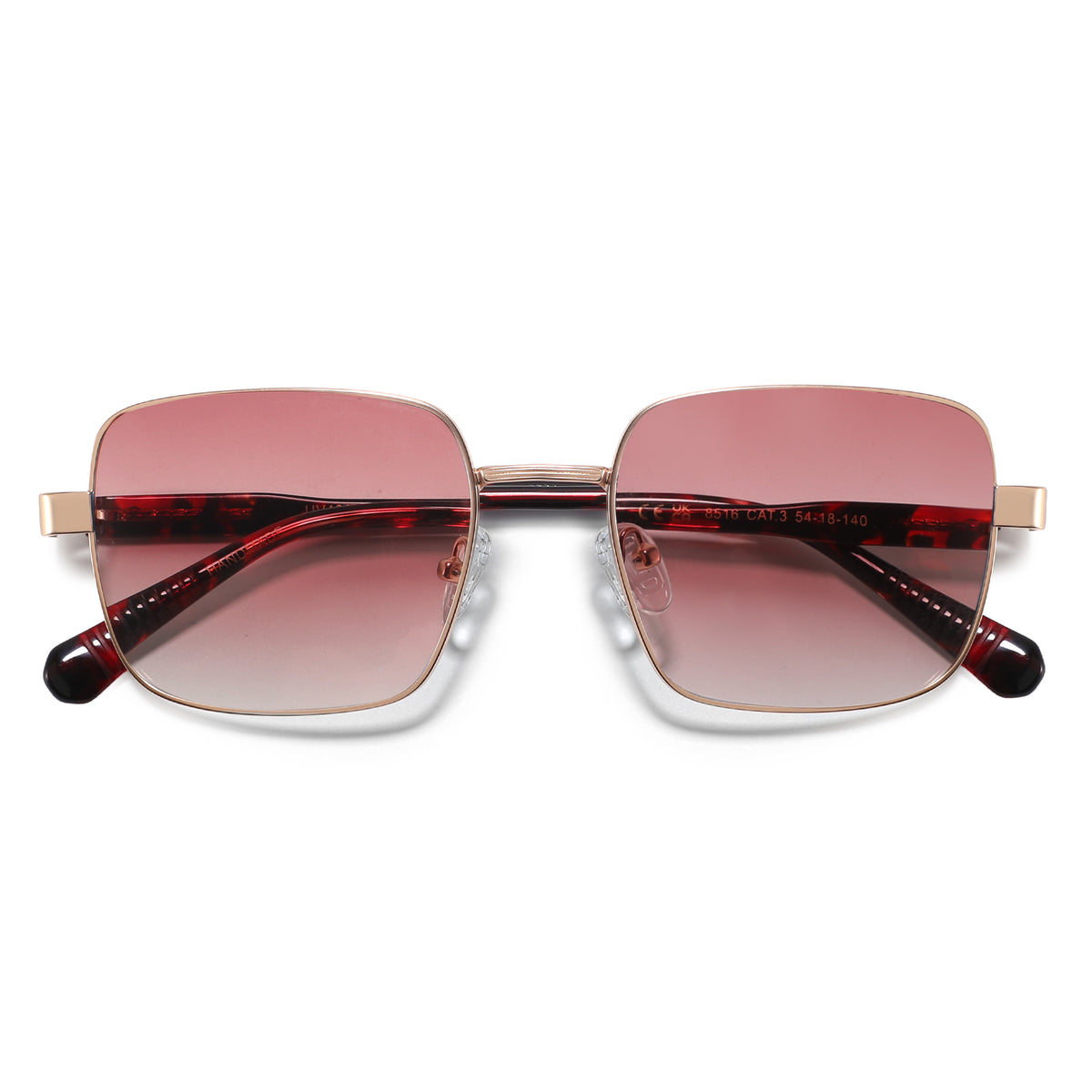 משקפי שמש Zeph מסגרת מרובעת בצבע זהב וחום הוואנה