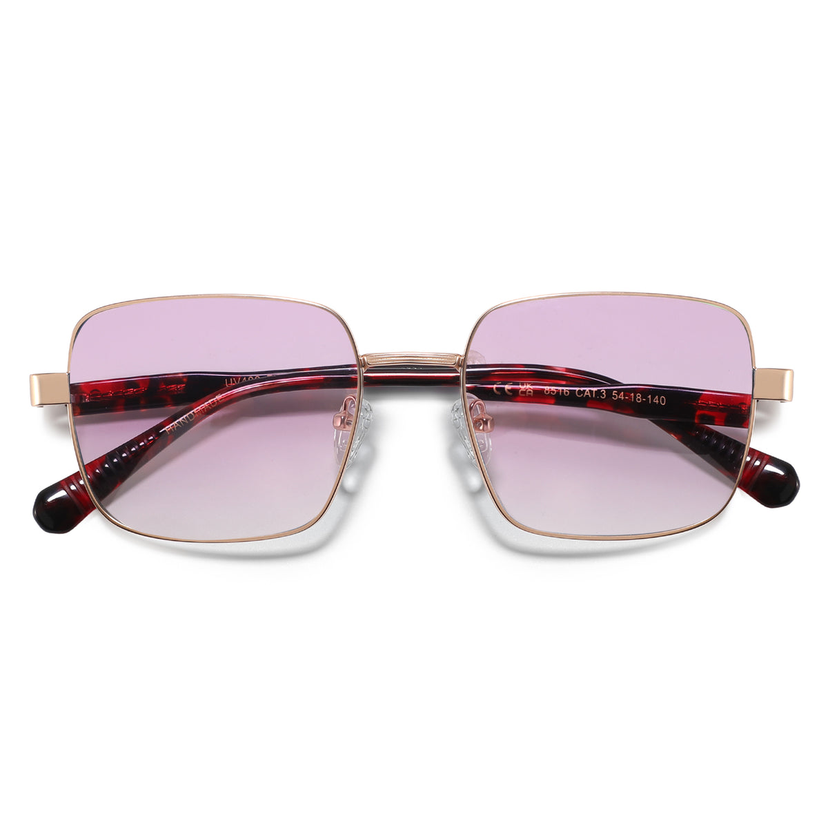 משקפי שמש Zeph מסגרת מרובעת בצבע זהב וחום הוואנה