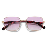 משקפי שמש Zeph מסגרת מרובעת בצבע זהב וחום הוואנה