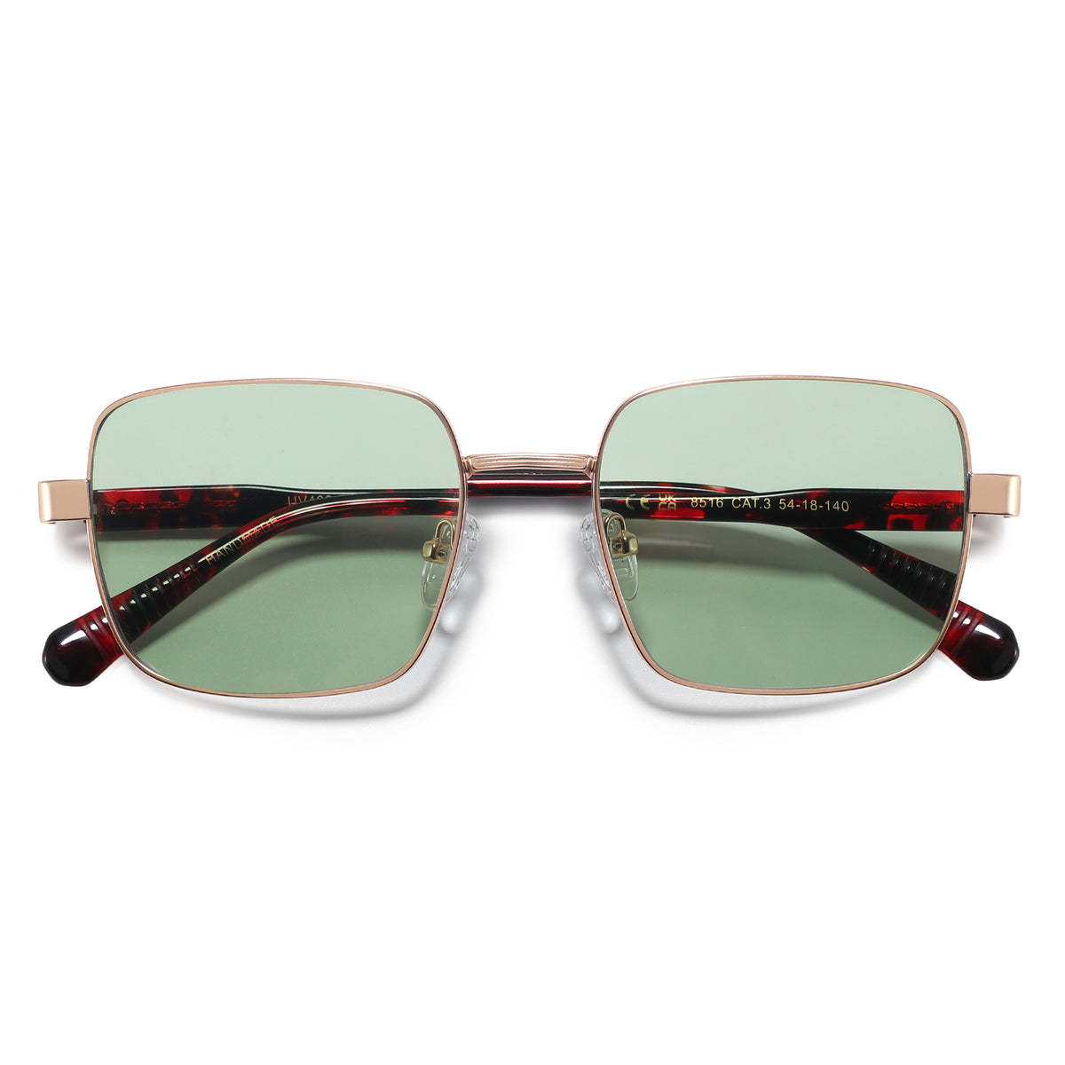 משקפי שמש Zeph מסגרת מרובעת בצבע זהב וחום הוואנה