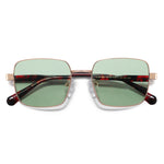 משקפי שמש Zeph מסגרת מרובעת בצבע זהב וחום הוואנה