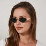 משקפי שמש Terra מסגרת אובלית בצבע זהב