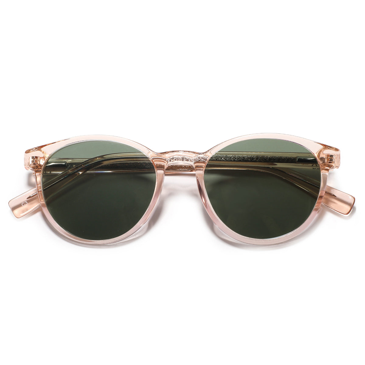 משקפי שמש Nya מסגרת עגולה בצבע קרם שקוף