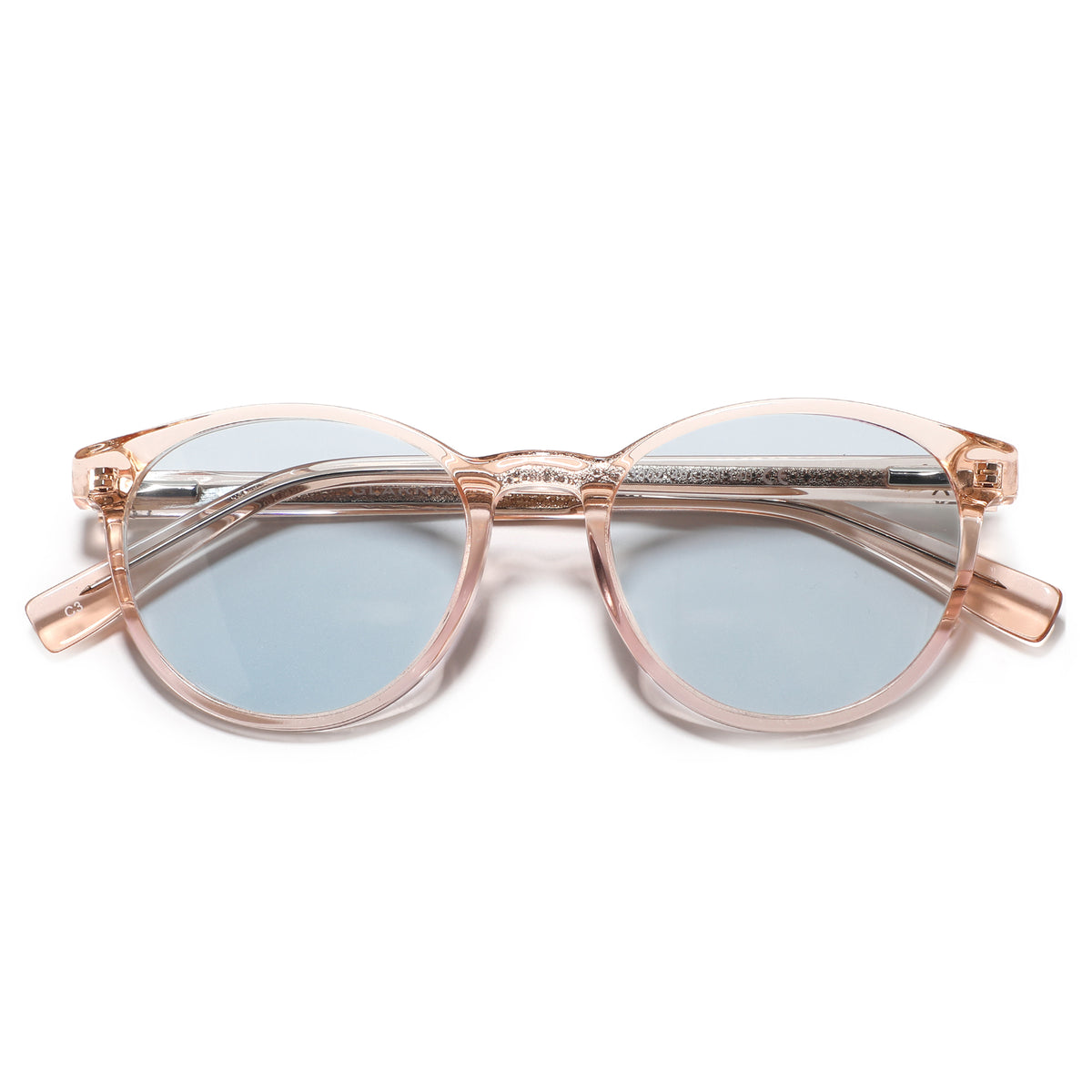 משקפי שמש Nya מסגרת עגולה בצבע קרם שקוף